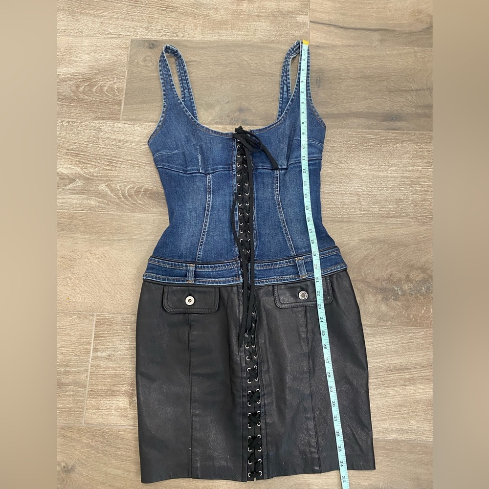 Vintage 90’s D&G Blue Denim and Black Leather Dress - Picture 15 of 16